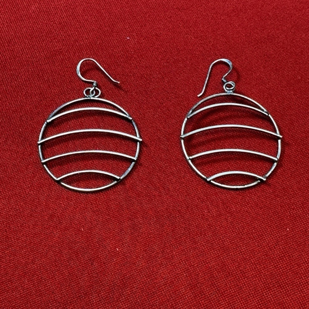 Globe Dangle Earrings Silver Tone Corona Sun Jewelry